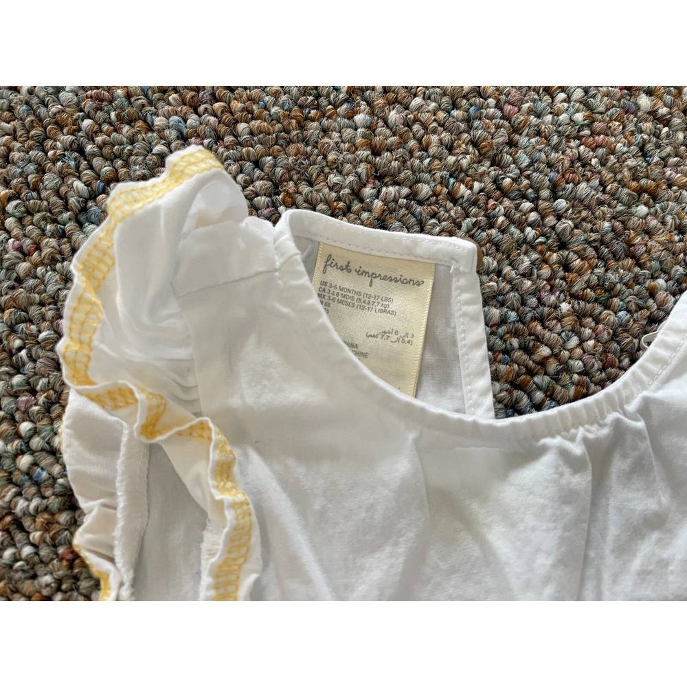 First Impressions Girls White & Flower Patterned Sleeveless Top 3-6M - Picture 3 of 4